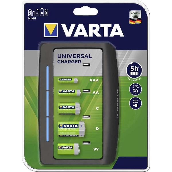 Varta - Easy Universal Charger - AA, AAA, C, D, 9V batterijen