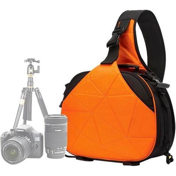 Driehoekige vorm Tscope Sling Schoudertas Crosscamera Digitale cameratassen Zachte tas met regenhoes voor Canon Nikon Sony, maat: 33 * 24 * 17cm (oranje)