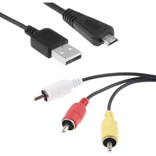 2-in-1 (USB + AV) digitale camerakabel voor Sony MD3 / W390 / T99 / WX5
