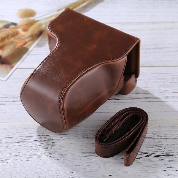 Full Body Camera PU lederen tas tas met riem voor Canon EOS M6 (18-150 mm lens) (koffie)