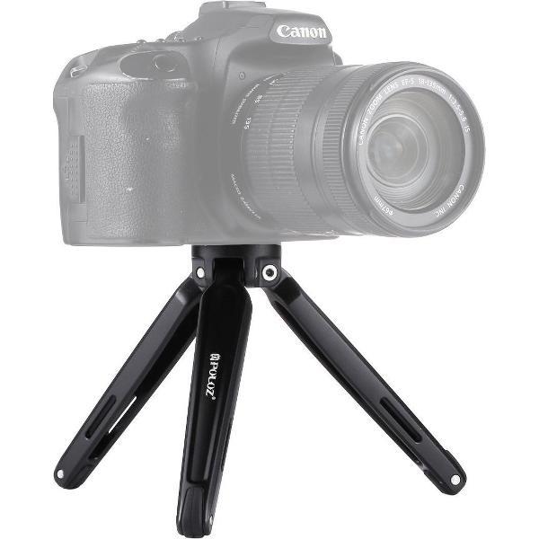 PULUZ Pocket Mini Metal Desktop-statiefbevestiging met 1/4 inch tot 3/8 inch schroefdraadadapterschroef voor digitale spiegelreflexcamera's en digitale camera's, verstelbare hoogte: 4,5-15 cm, max. Belasting: 20 kg (zwart)