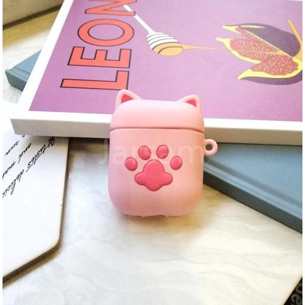 Apple airpod case / hoesje beschermer Katten poot roze