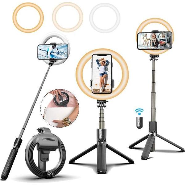 Ringlamp - TikTok Lamp met Statief - 90 cm / 35 inch - Selfie Ringlight incl. selfie stick. Voor Instagram Youtube TikTok Streaming Productfotografie - Fotografie accessoires - Make-up light - Studio Lamp