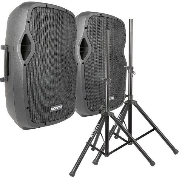 Vonyx AP1500 actieve Bluetooth / mp3 speakerset met standaards