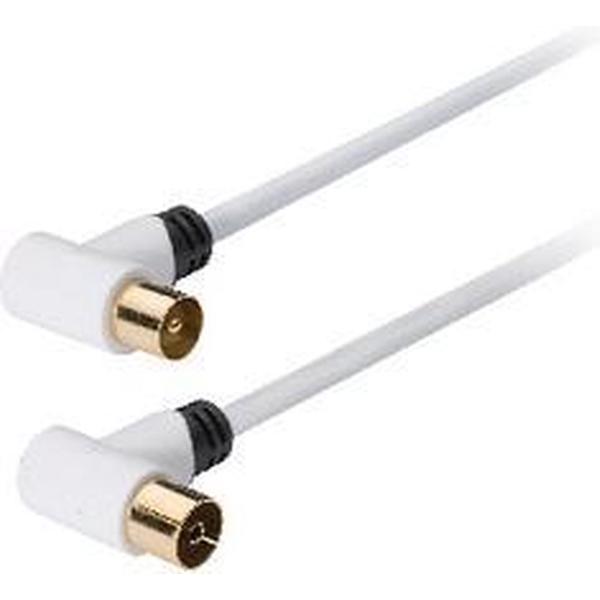 König KNS40010W100 Coax Kabel 100 Db Coax Male Haaks - Female Haaks 10,0 M Wit