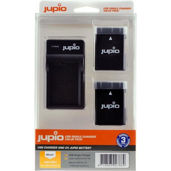 Jupio Kit: 2x Battery EN-EL14/EN-EL14A (D5600) 1100mAh + USB Dual Charger