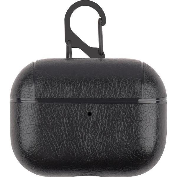 AirPods hoesje van By Qubix - AirPods Pro lederen hoesje Pro Leather series - Met bevestigingsclip - Zwart