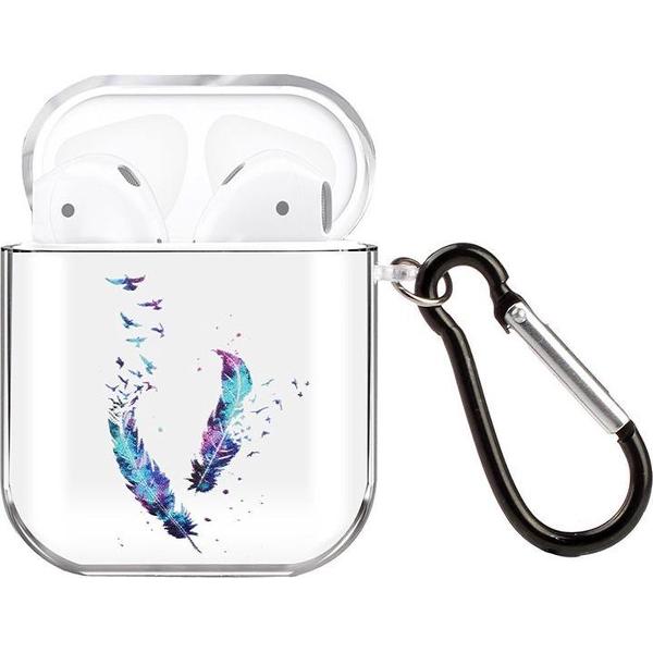 By Qubix - AirPods 1/2 hoesje Painting series - hard case - Veren - Schokbestendig - AirPods hoesjes