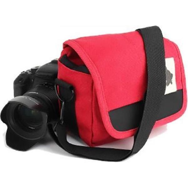 Universele DSLR camera schoudertas canvas foto handtas, externe afmetingen: 19 x 17 x 10 mm (rood)