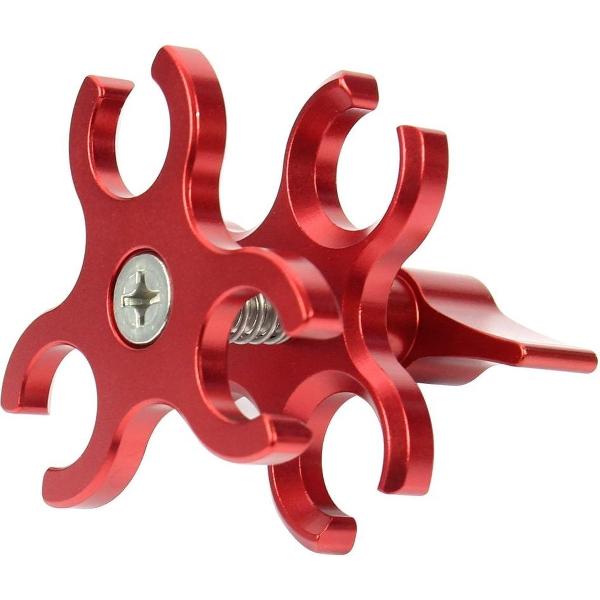 PULUZ Triple Ball Clamp Open Hole Duikcamera Beugel CNC Aluminium Spring Zaklamp Klem voor Duiken Onderwater Fotografie Systeem (Rood)
