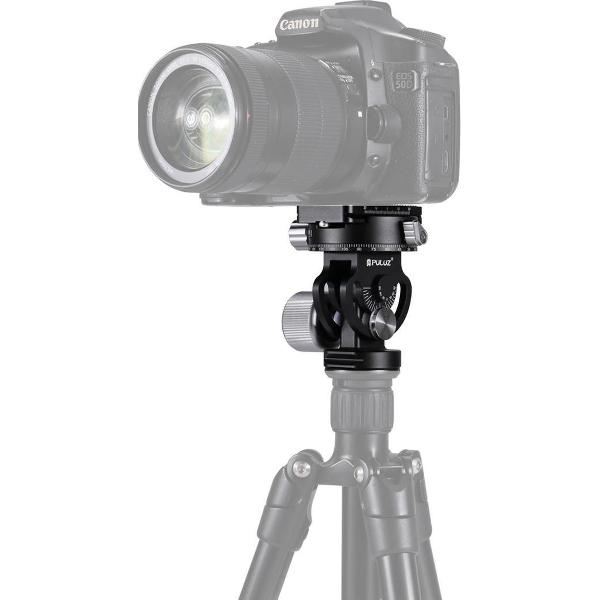 PULUZ Tweeweg pan / tilt statiefkop Panoramafotokop met snelontgrendelingsplaat & 3 bellenniveau