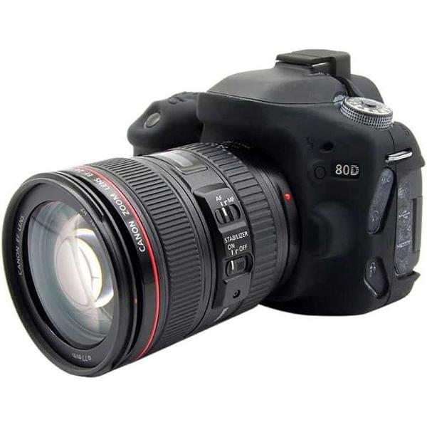 PULUZ zachte siliconen beschermhoes voor Canon EOS 80D (zwart)
