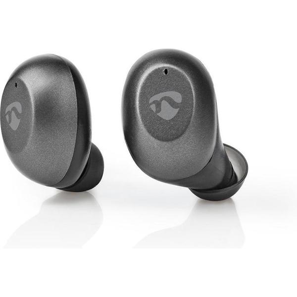 Nedis HPBT5056GY Volledig Draadloze Bluetooth®-oordopjes 3 Uur Afspeeltijd Spraakbediening Aanraakbediening Charging Case Grijs
