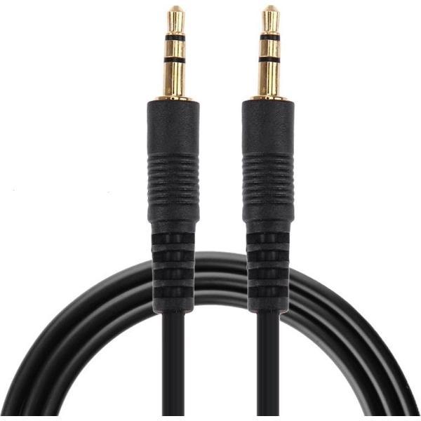1 m 3,5 mm male naar 3,5 mm male plug stereo audio aux-kabel (zwart + vergulde connector)