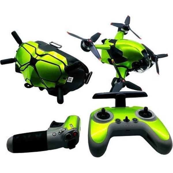 FPV-TZ-SF 4 in 1 waterdichte anti-kras sticker Skin Wrap Stickers Gepersonaliseerde filmkits voor DJI FPV Drone & Goggles V2 & Afstandsbediening & Rocker (Fluorescerend Groen)