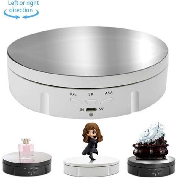 14,6 cm USB elektrische roterende draaitafel Displaystandaard Video-opnamen Props Draaitafel voor fotografie, belasting: 10 kg (witte spiegel)