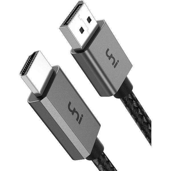 HDMI naar Displayport - ZINAPS DisplayPort naar HDMI-kabel, Uni DP naar HDMI-kabel (4K UHD), eenrichtings DisplayPort HDMI-kabel, Compatibel met Lenovo, HP, Dell, GPU, AMD, NVIDIA en Meer, 2 m
