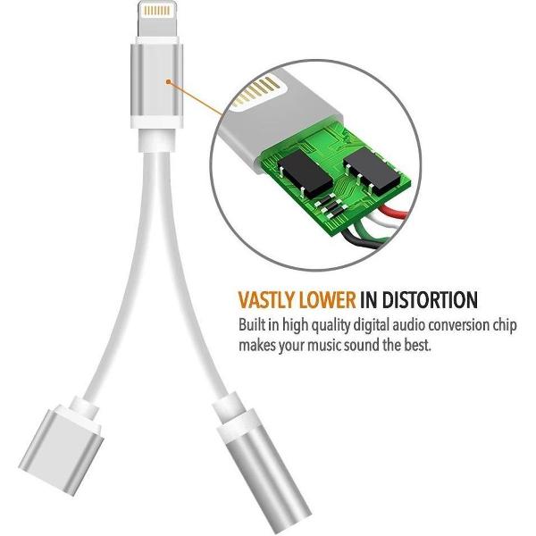 Lightning compatible 2 in 1 audio adapter splitter opladen & audio voor iPhone