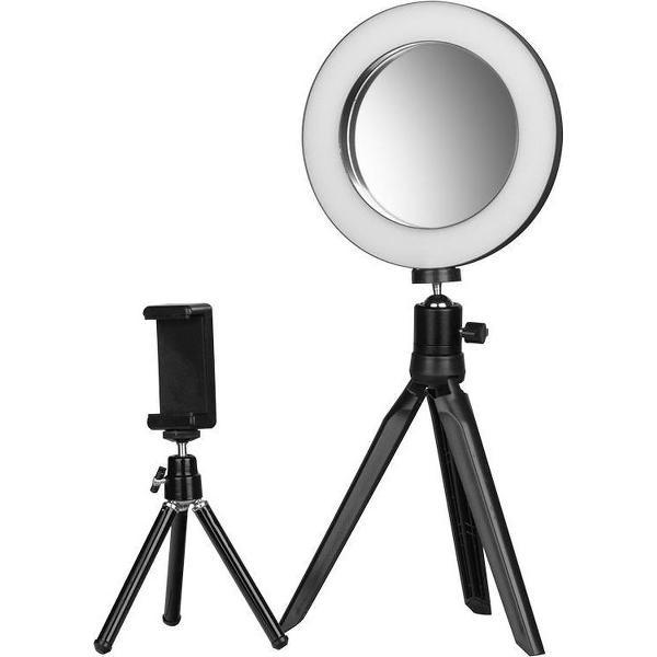 DermaSyis Mini Ringlamp Pro 6W. Met Spiegel En Telefoonhouder