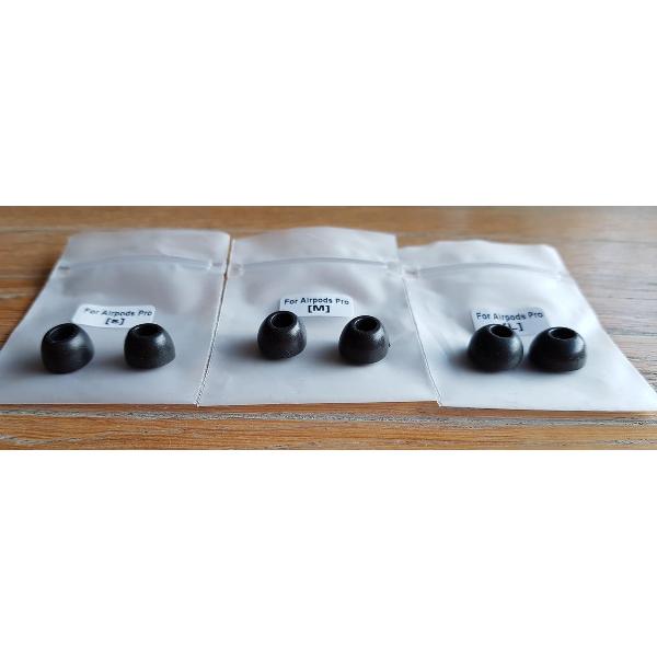 VORO Deluxe - Oordopjes voor Airpods Pro- Airpods pro foam tips - Apple - In ear - Memory foam - 3 paar - Oordopjes - Sport - Sound isolation - Zwart - 3 maten S - M - L