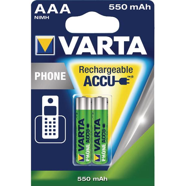 Varta oplaadbare batterijen/accu's 2 x AAA, 550 mAh