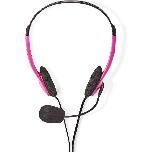 Nedis CHST100PK Pc-headset On-ear 2x 3,5 Mm Connectoren 2,0 M Roze