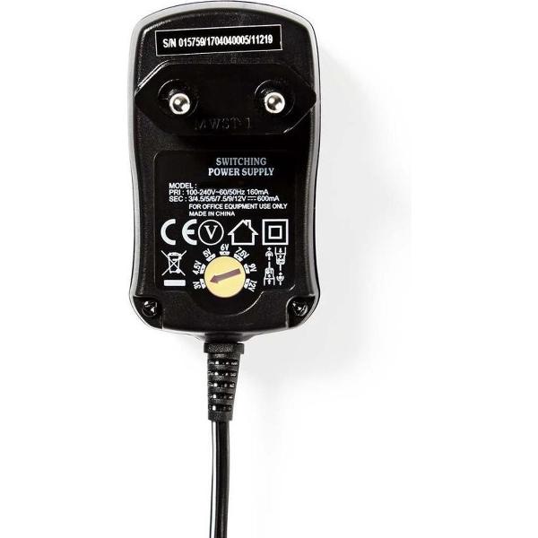 Nedis ACPA006 Universele Ac-voedingsadapter 3/4,5/5/6/7,5/9/12 V Dc 0,6 A