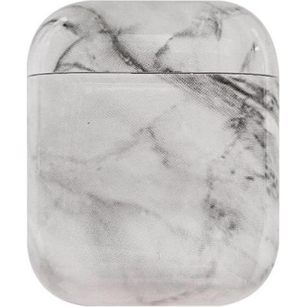 Apple AirPods Hard Plastic Hoesje met Marmer Print Wit / Zwart