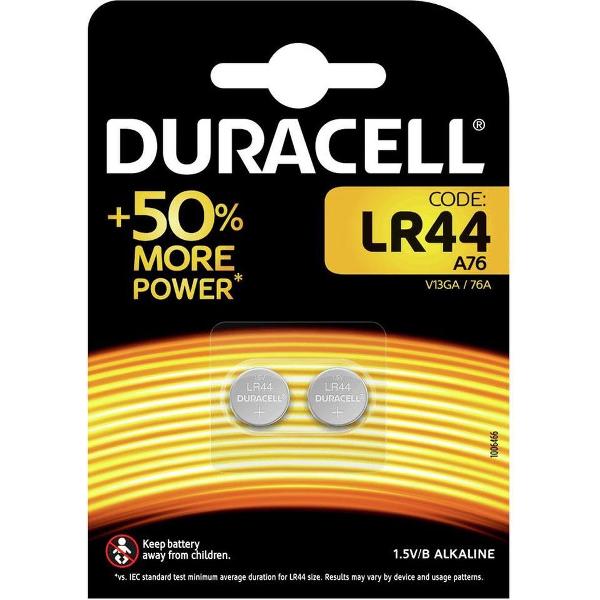 Duracell Knoopcel Batterij LR44 Alkaline - 2 stuks