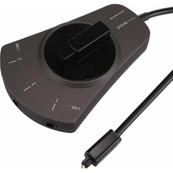 EMK 3 ingang 1 uitgang Digitale optische audioschakelaar met Toslink keuzeschakelaar - Zwart