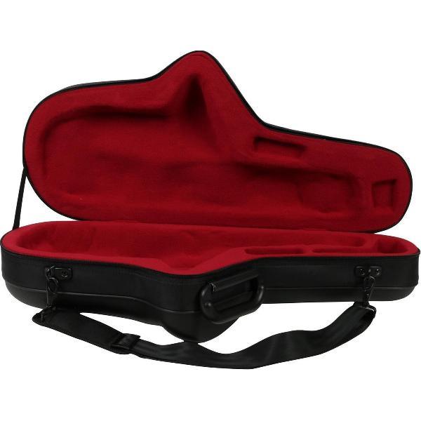Fazley AS-SB100: een luxe koffer voor uw altsaxofoon. Met een comfortabel handvat, rode velours voering en zwarte kunstlederen buiten, is deze koffer ideaal voor bij uw geliefde altsaxofoon.