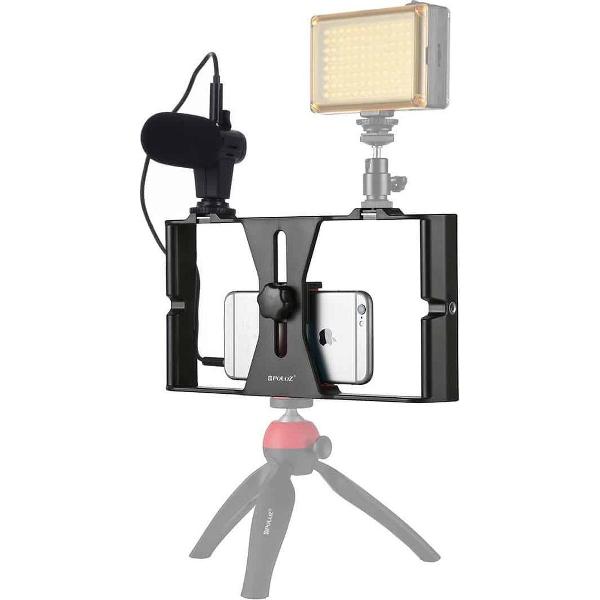 PULUZ 2-in-1 Live Broadcast Smartphone-videotand + Microfoonkits voor iPhone, Galaxy, Huawei, Xiaomi, HTC, LG, Google en andere smartphones (rood)