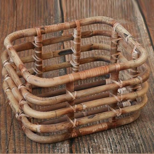 Kinderen pasgeboren fotografie rekwisieten retro rotan mand baby volle maan schieten container (bruin)