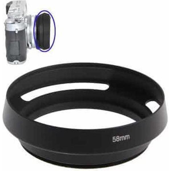 Metalen geventileerde zonnekap voor lens met 58 mm filterdraad (zwart)
