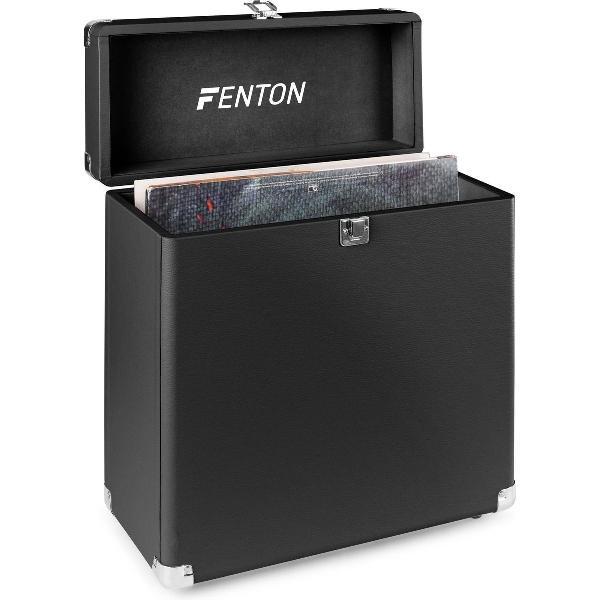 Platenkoffer - Fenton RC30 platenkoffer voor 30 - 35 platen - Geschikt voor alle formaten - Flanellen voering - Zwart
