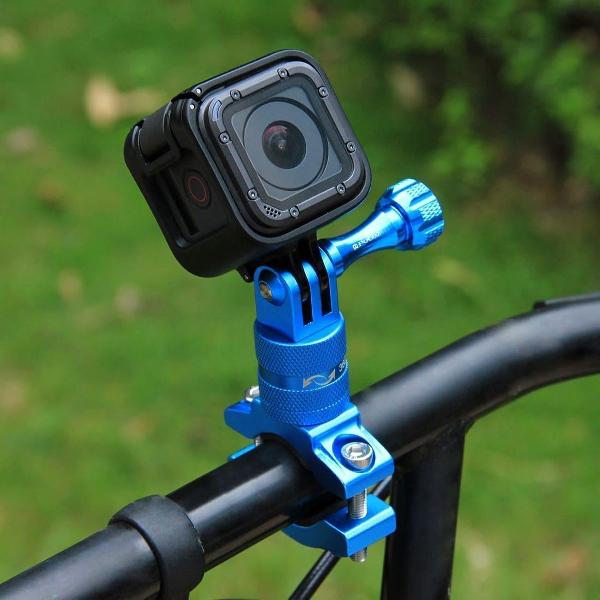 PULUZ 360 graden rotatiefiets aluminium stuuradapterbevestiging met schroef voor GoPro HERO7 / 6/5 sessie / 5/4 sessie / 4/3 + / 3/2/1, andere sportcamera's (blauw)