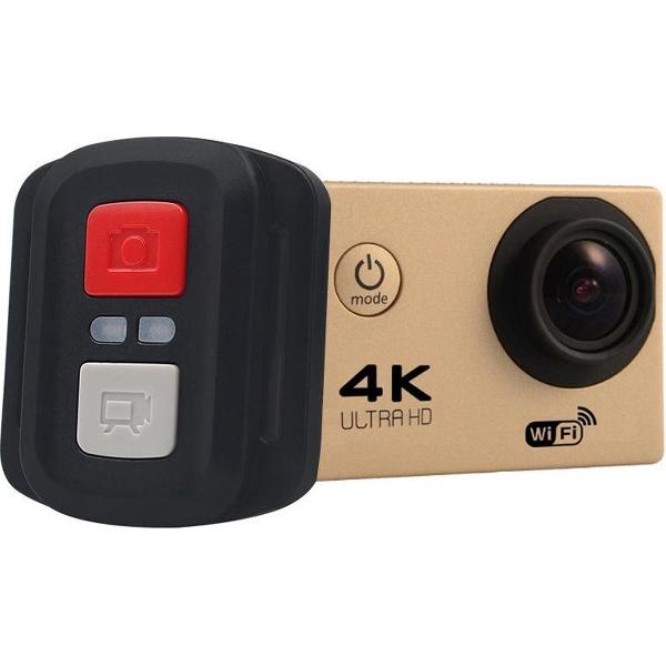 HAMTOD H9A Pro HD 4K WiFi-sportcamera met afstandsbediening en waterdichte behuizing, Generalplus 4247, 2,0 inch LCD-scherm, 170 graden groothoeklens (goud)