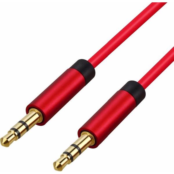 AUX kabel 3.5mm - 5 meter lang - rood - Verlengkabel voor audio - Perfect geluid
