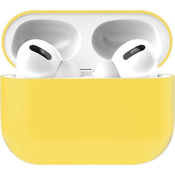 Apple AirPods Pro - Siliconen Case Cover - Geschikt voor AirPods Pro - Kleur Geel