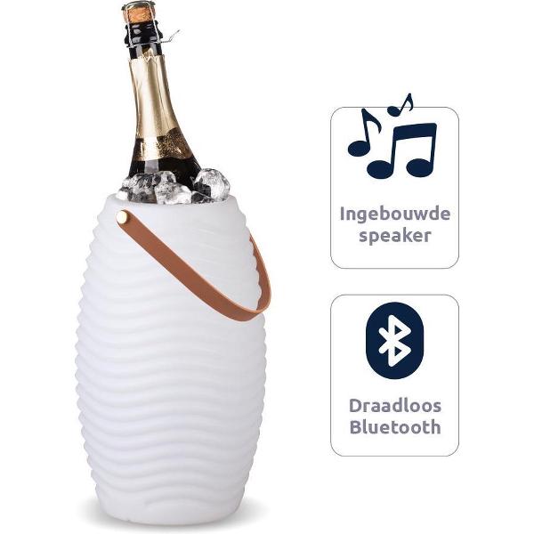 BluMill Wijnkoeler Speaker - Draadloos - Bluetooth - Flessenkoeler - Inclusief LED - Geribbeld Design