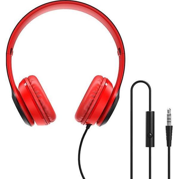 HOCO BO5 Star Sound - Koptelefoon met Draad - 3,5mm Connector + Microfoon - Rood