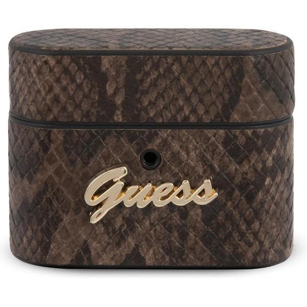 Guess Apple Airpod Pro Bruin AirPods Case - Rond Slangen Patroon