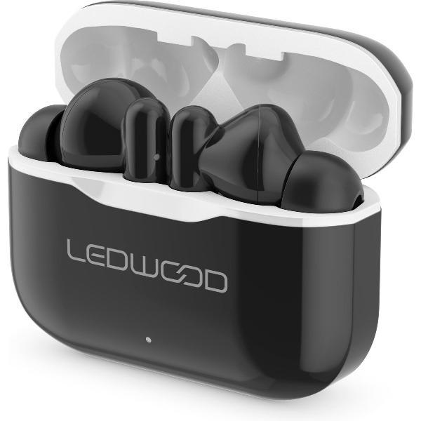 LEDWOOD LD-T06-BLK-WHI CAPELLA TWS earphones met oplaadcase en superbass, zwart/wit