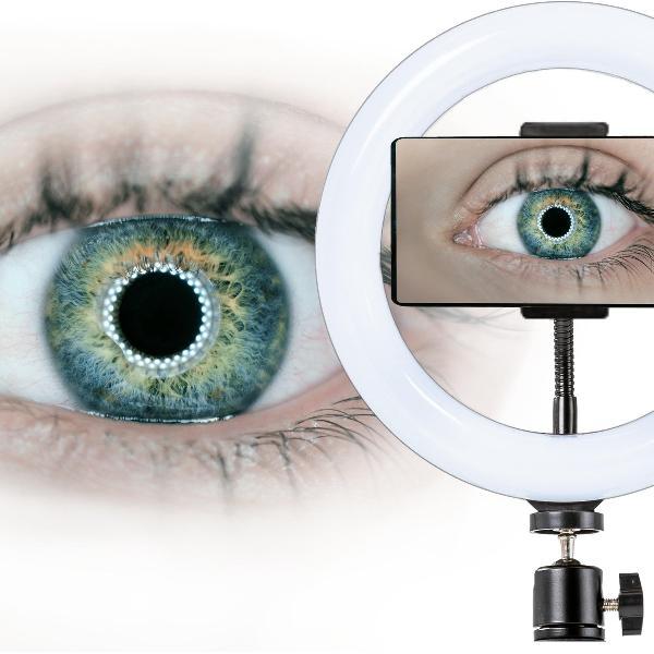 TENTA® Ringlamp met Bluetooth afstandsbediening – Selfie Ring Light – TikTok lamp - Wit - 20 cm