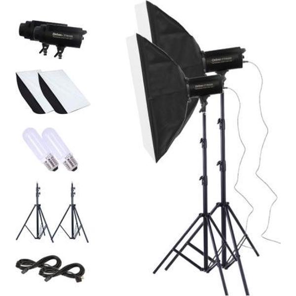 TRIOPO Oubao TTR300W 60x90cm Studio Softbox + Statiefbevestiging + 2x Gloeilamp Fotografie Verlichting Sleepstuk Set