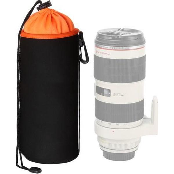 SLR Camera Lens Tas Micro Enkele Lens Tas Lens Innerlijke Galzak Waterdichte Beschermhoes Plus Fluwelen Verdikking, Diameter: 10 cm, Hoogte: 25 cm (Oranje)