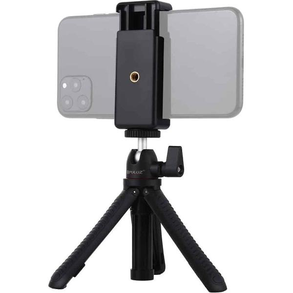 PULUZ Selfie Sticks statiefbevestiging + telefoonklem met statiefadapter en lange schroef (zwart)