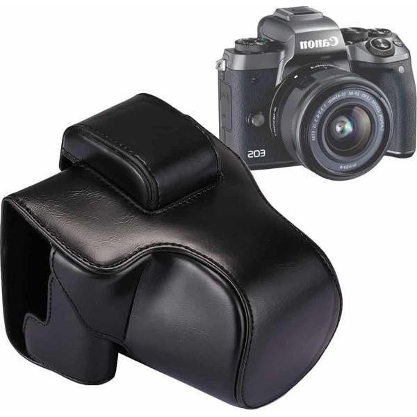 Full Body Camera PU lederen tas tas met riem voor Canon EOS M5 (zwart)