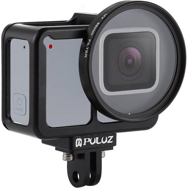 PULUZ Behuizing Shell CNC aluminium kooi met verzekeringsframe en 52 mm UV-lens voor GoPro HERO7 zilver / 7 wit (zwart)