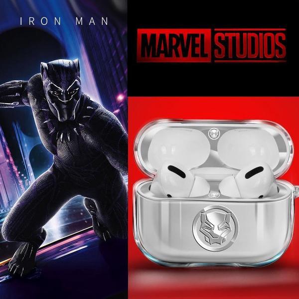 Airpods pro silicone hoes marvel series black panther silver